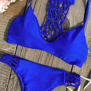 Cupshe Royal Blue Net Bikini